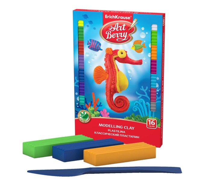 Пластилин 16 цветов/288 г, со стеком, ArtBerry® с Алоэ Вера 41764
