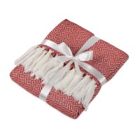 Плед акриловый Tassel с белой бахромой