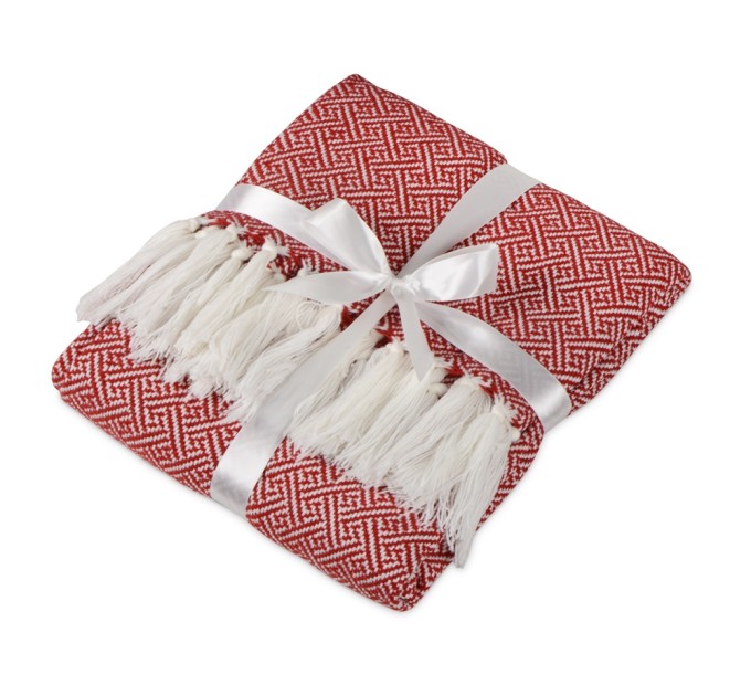 Плед акриловый Tassel с белой бахромой