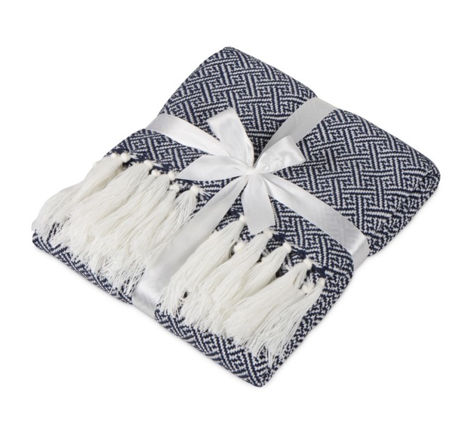 Плед акриловый с белой бахромой «Tassel»