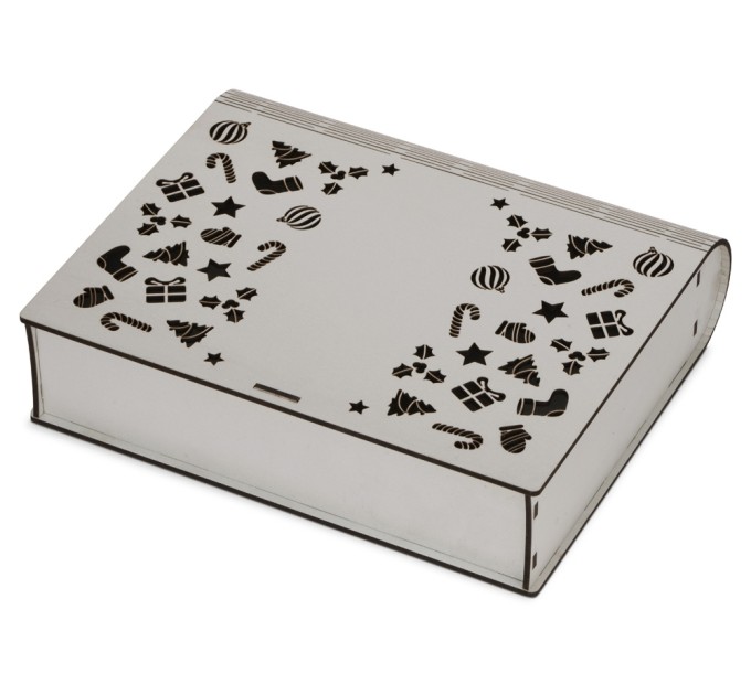 Деревянная коробка с резной крышкой Книга, L