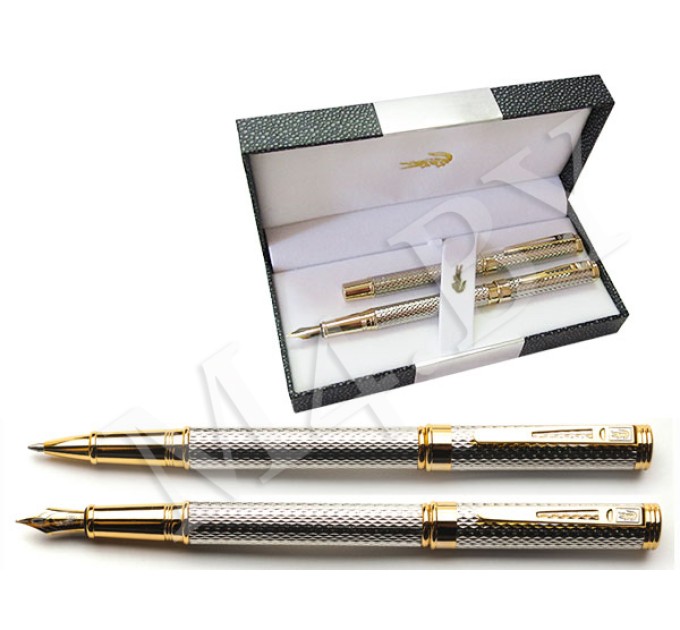 Набор ручек (перо+роллер) в футляре 218зол/сер/80#/2