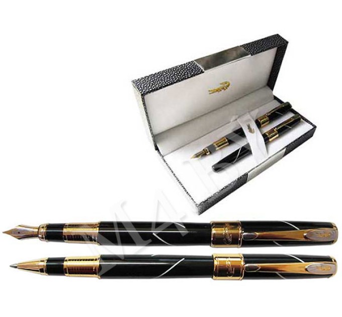 Набор ручек (перо+роллер) в футляре 316ч/80#/2