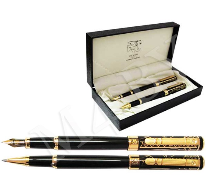 Набор ручек (перо+роллер) в футляре 902ч/3000#/2