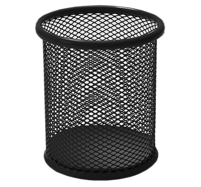 Подставка (стакан) для канцелярских принадлежностей, металлический, круглый, черный В802А