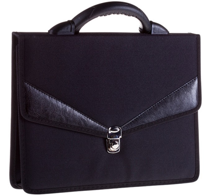 Портфель "Turin" ткань, черный, 2 отделения, метал. замок По_ТК_679
