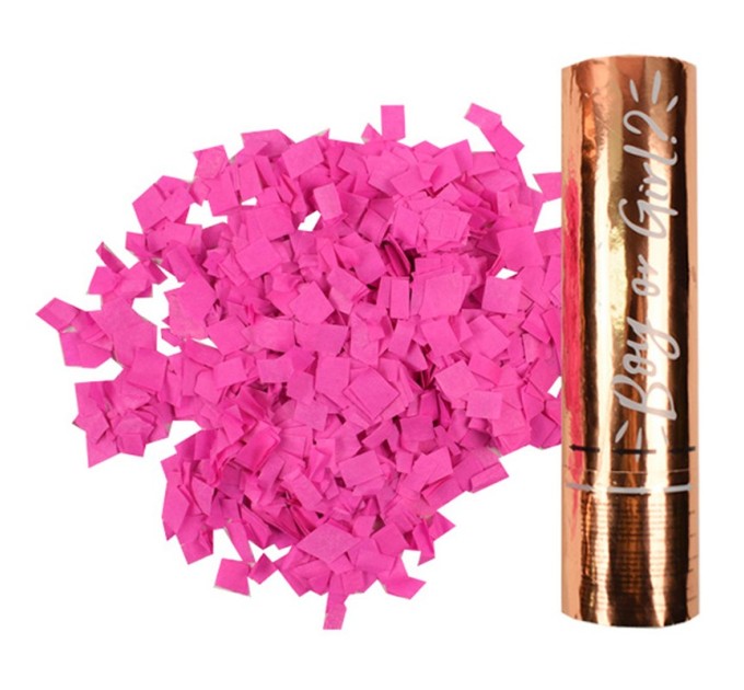 Хлопушка пневматическая ПатиБум «Мальчик или Девочка. Pink», 20 см, в золотой картонной тубе, фольга 4690296066604