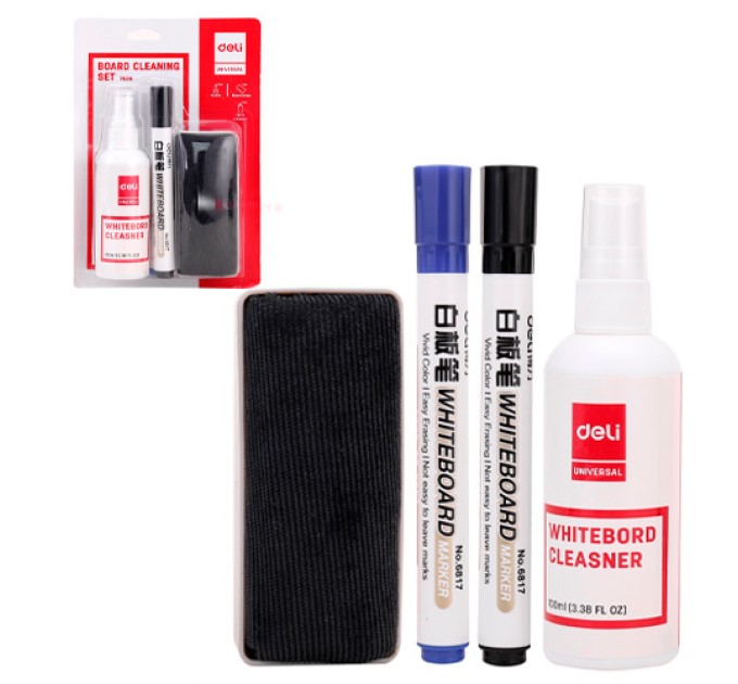 Набор для маркерной доски (спрей+маркер+губка), Deli 7839