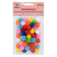 Помпоны Hobbius Ассорти, 15 мм, 50 шт SKPO-15 Помпоны Hobbius Ассорти, 15 мм, 50 шт SKPO-15
