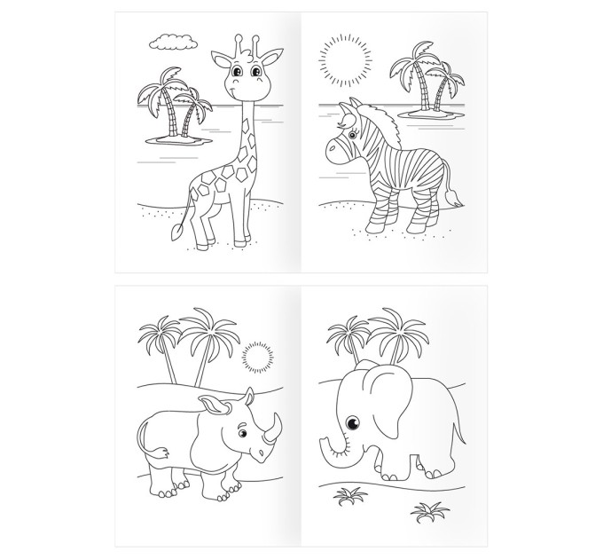 Раскраска A4, 8 л., «Дикие животные» РА4_56200