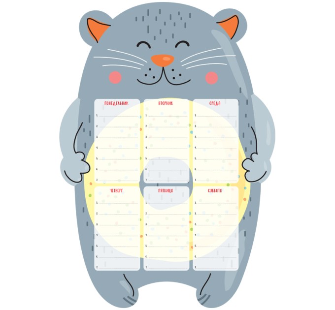 Планер магнитный Расписание уроков А3, с маркером, «Пиши-Стирай. Cat» 335740