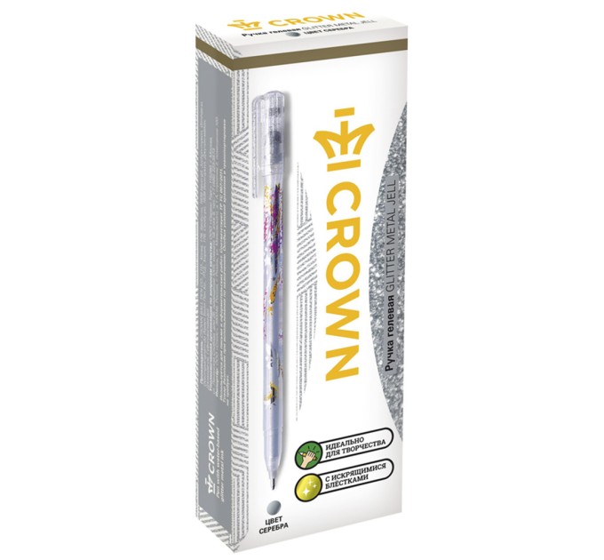 Ручка гелевая серебро с блестками, 1.0 мм MTJ-500GLS(D)