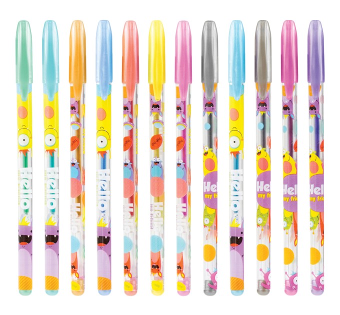 Набор ручек гелевых, 12 цветов, Металлик, «Монстрики» GPMN12_53081
