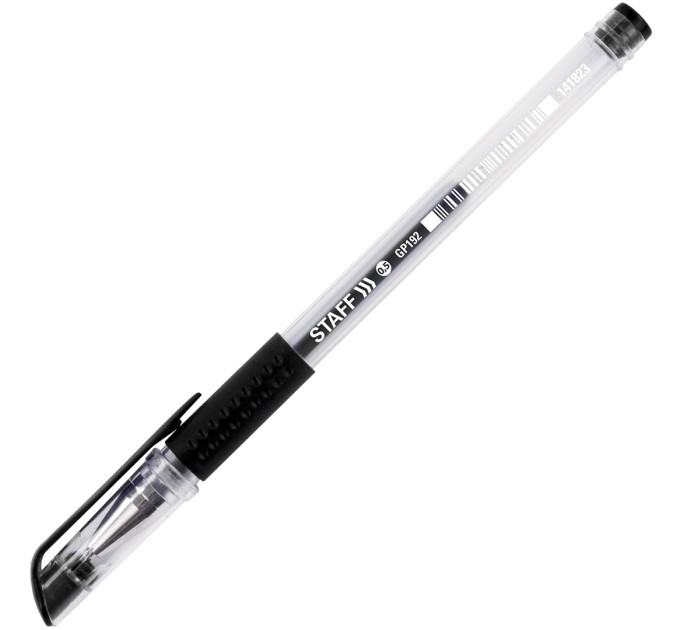 Ручка гелевая, черный стержень, 0.5 мм, резиновый держатель 141823