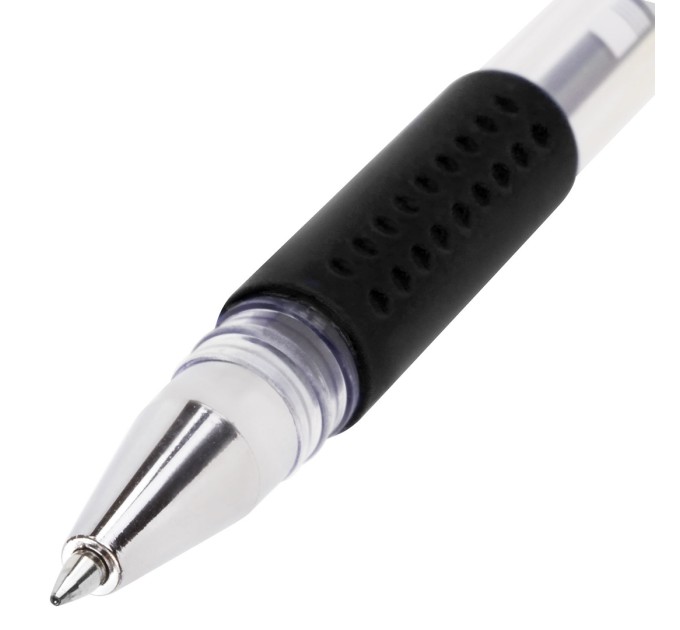 Ручка гелевая, черный стержень, 0.5 мм, резиновый держатель 141823