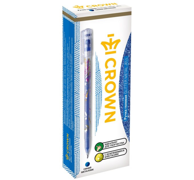 Ручка гелевая, синий стержень с блестками, 1.0 мм MTJ-500GLS(D)B