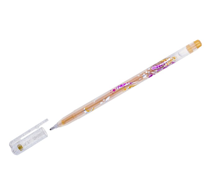 Ручка гелевая, золото с блестками, 1.0 мм MTJ-500GLS(D)