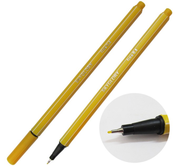 Ручка капиллярная (линер), 0.4 мм, желтая флуоресцентная, SkyGlory SG854