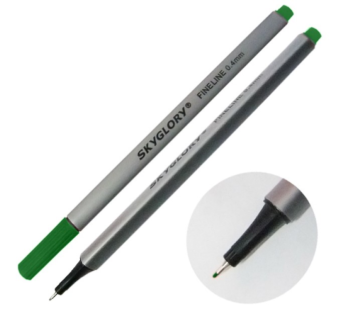 Ручка капиллярная (линер), 0.4 мм, зелёная, SkyGlory SG860