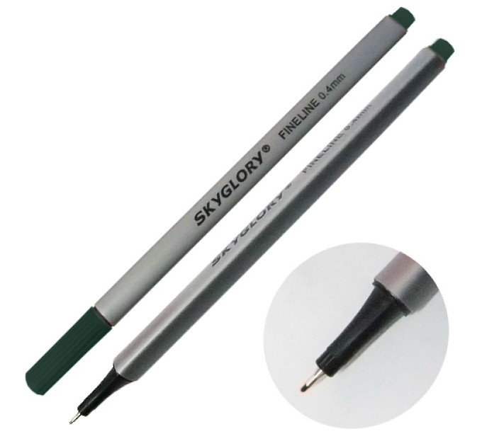Ручка капиллярная (линер), 0.4 мм, темно-зеленая, SkyGlory SG860