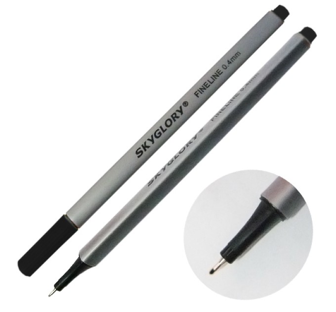 Ручка линер, черная, 0,4 мм, SkyGlory SG860