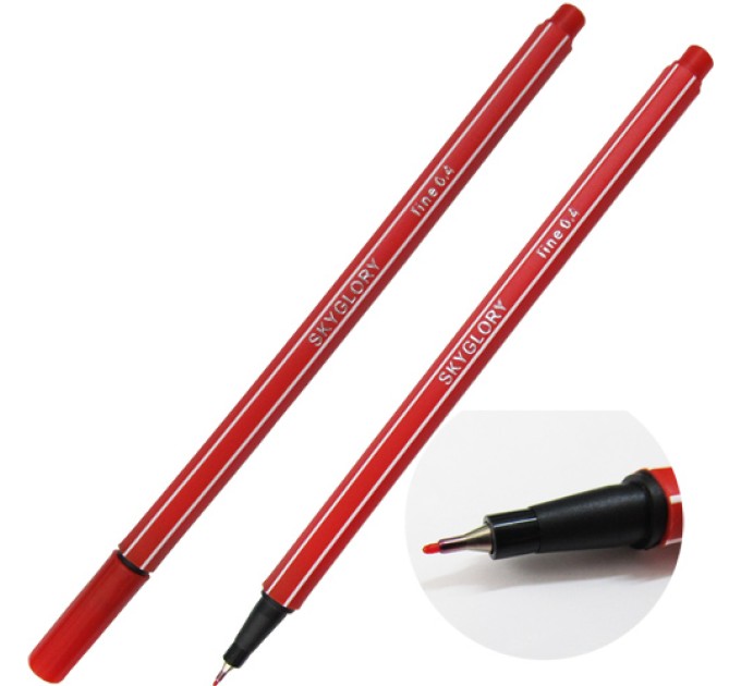 Ручка капиллярная (линер), 0.4 мм, красная, SkyGlory SG854