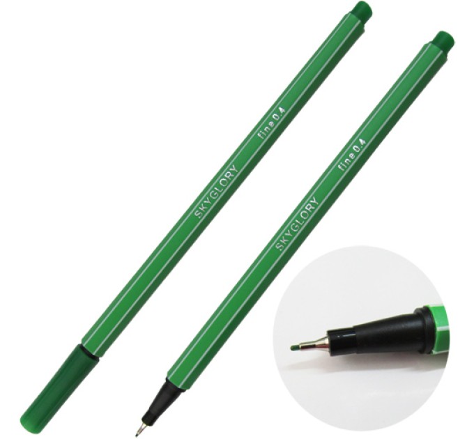 Ручка капиллярная (линер), 0.4 мм, зеленая, SkyGlory SG854