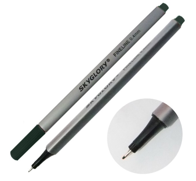 Ручка капиллярная (линер), 0.4 мм, зелёная ель, SkyGlory SG860