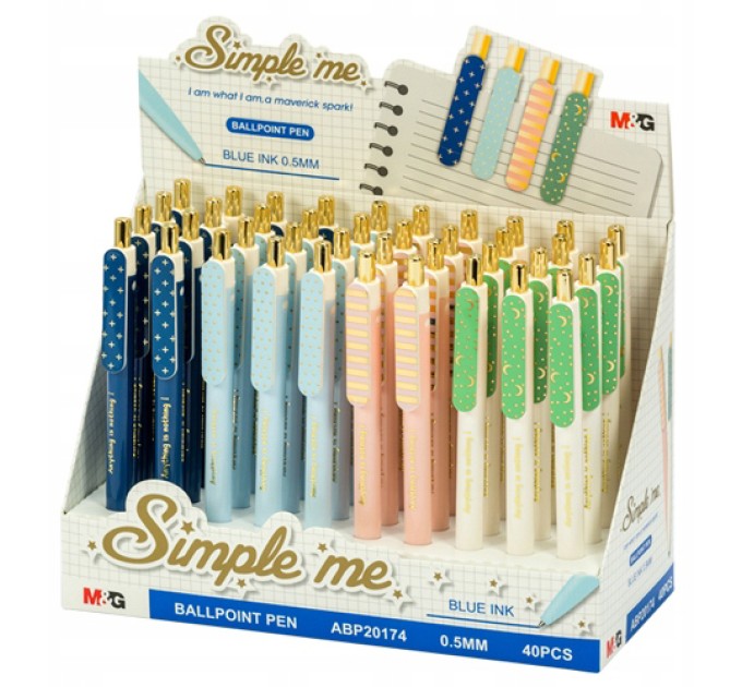 Ручка шариковая автоматическая, синий стержень, «SIMPLE ME» АВР20174