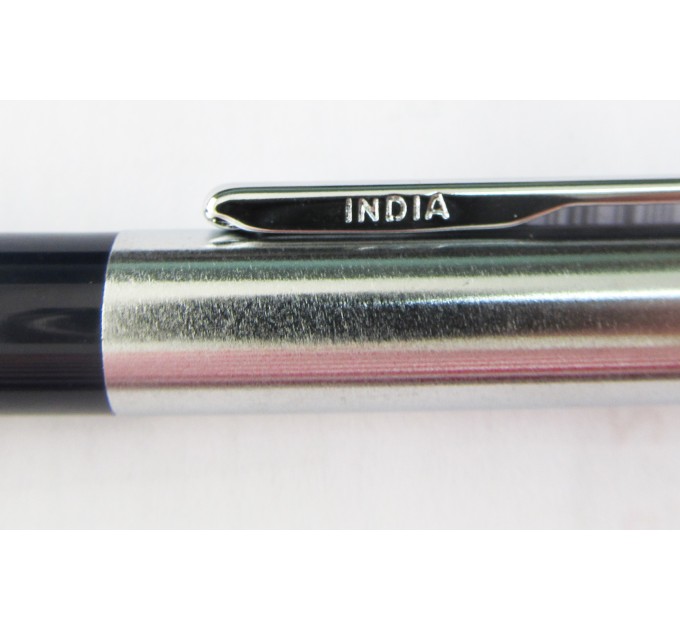 Ручка шариковая автоматическая, синий стержень, HALF METAL синяя 544син/хром