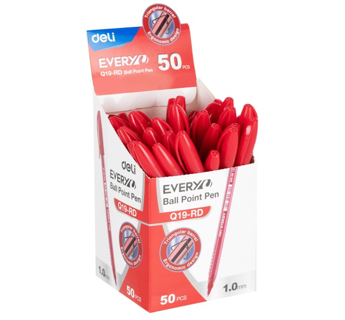 Ручка шариковая, красный стержень, EVERY Q19-RD