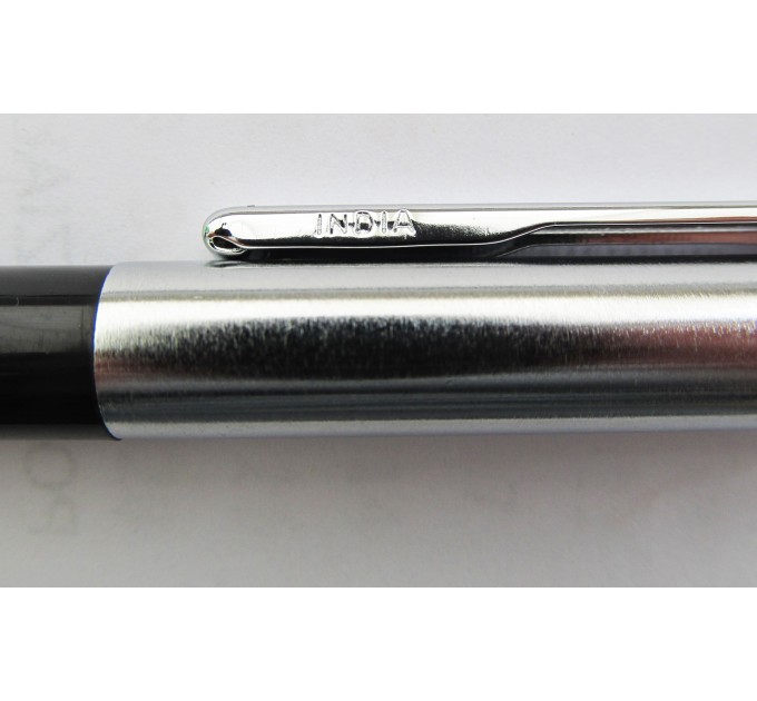 Ручка шариковая автоматическая, синий стержень, HALF METAL черная 544черн/хром