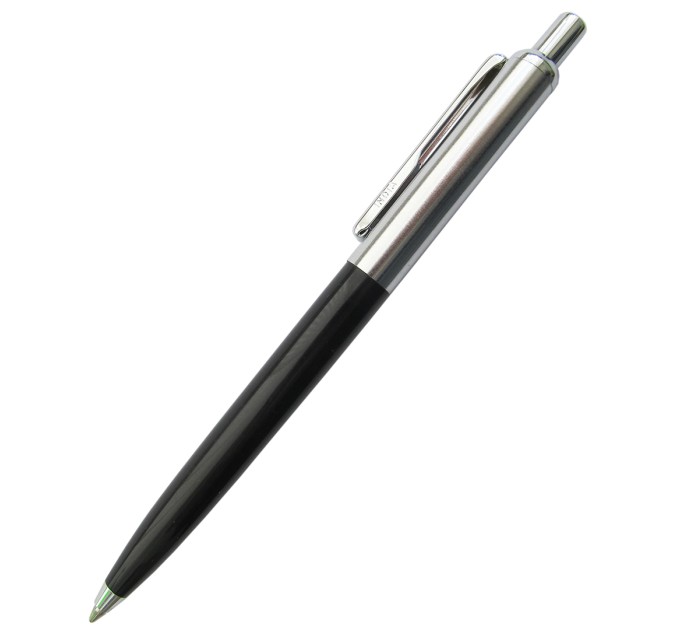 Ручка шариковая автоматическая, синий стержень, HALF METAL черная 544черн/хром