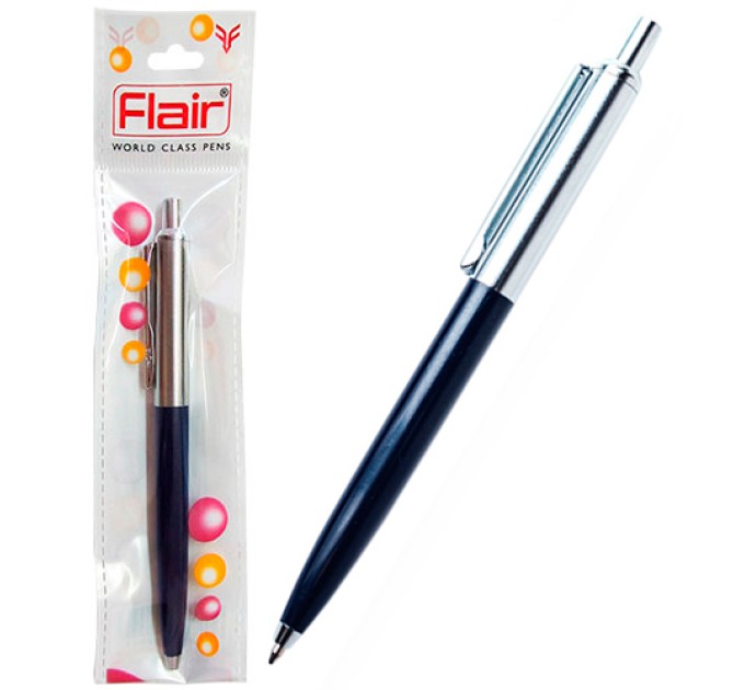 Ручка шариковая автоматическая, синий стержень, в блистере, HALF METAL 544син/хром/bl