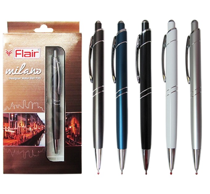 Ручка шариковая автоматическая, синий стержень, MILANO 1219