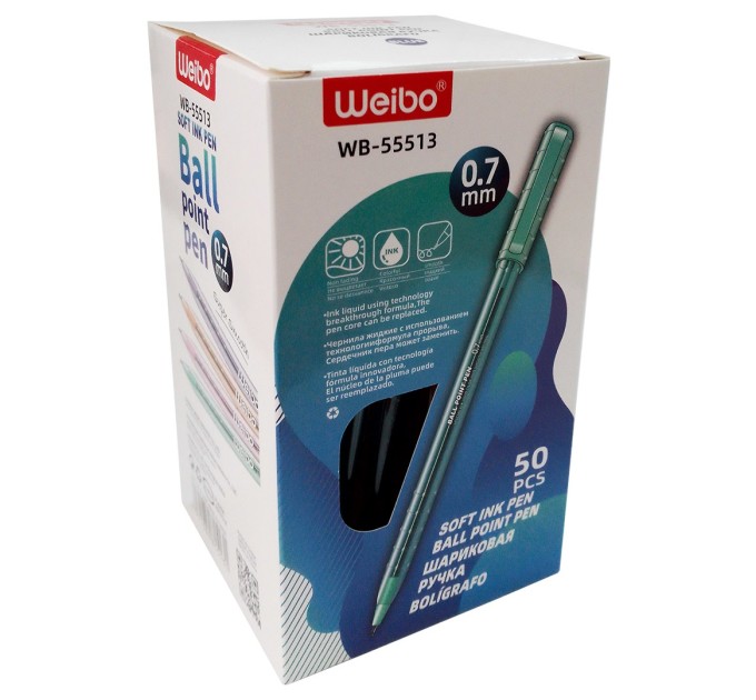 Ручка шариковая, синий стержень, 0.7 мм WB-55513