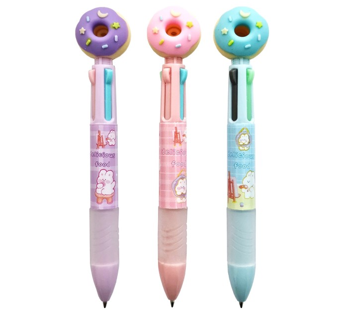 Ручка шариковая автоматическая, четырехцветная, DELICIOUS FOOD WB-55521