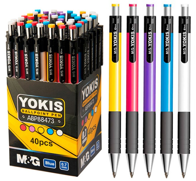 Ручка шариковая автоматическая, синий стержень, «YOKIS» ABP88473