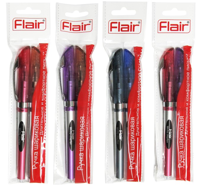 Набор ручек масляных, синий стержень, 2 шт в блистере, WRITO-METER 743бл