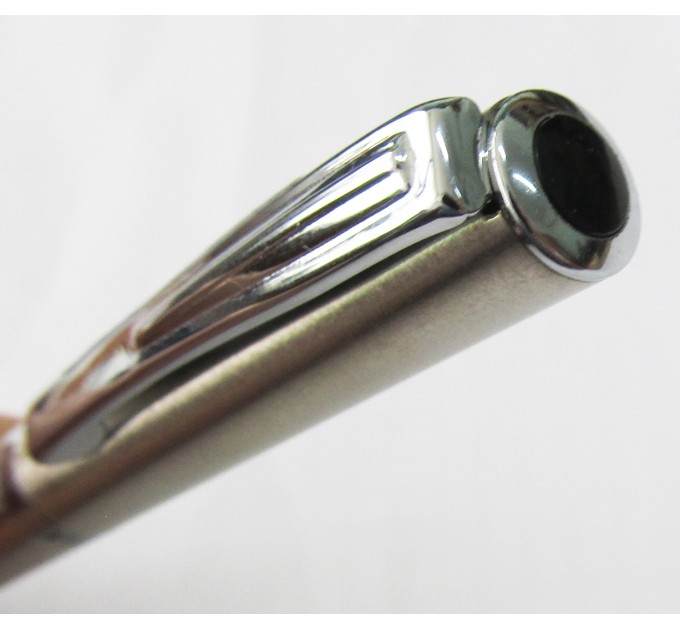 Ручка шариковая автоматическая, синий стержень, GOLDEN EYE 1061сатин/зол