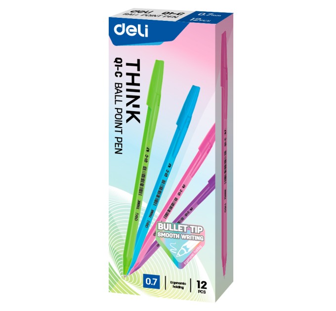 Ручка масляная, синий стержень, THINK Q1-C