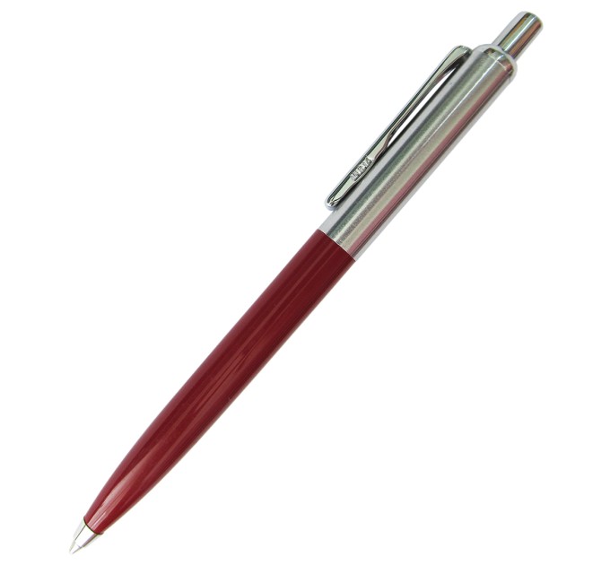 Ручка шариковая автоматическая, синий стержень, HALF METAL красная 544красн/хром