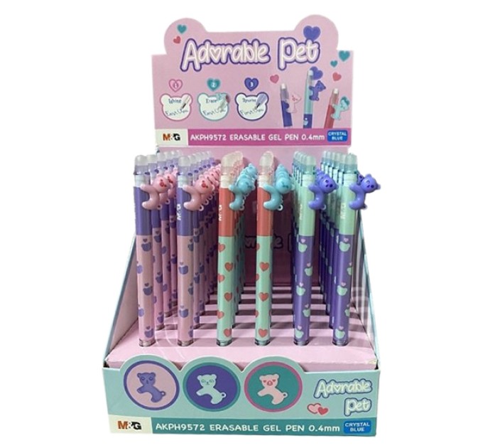 Ручка гелевая автоматическая, синий стержень, Пиши-Стирай, «ADORABLE PET» AKPH9572