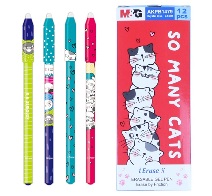Ручка гелевая синяя, Пиши-Стирай, «SO MANY CATS» AKPB1479