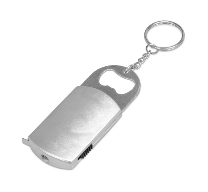 Брелок-открывалка с рулеткой и фонариком «Open»