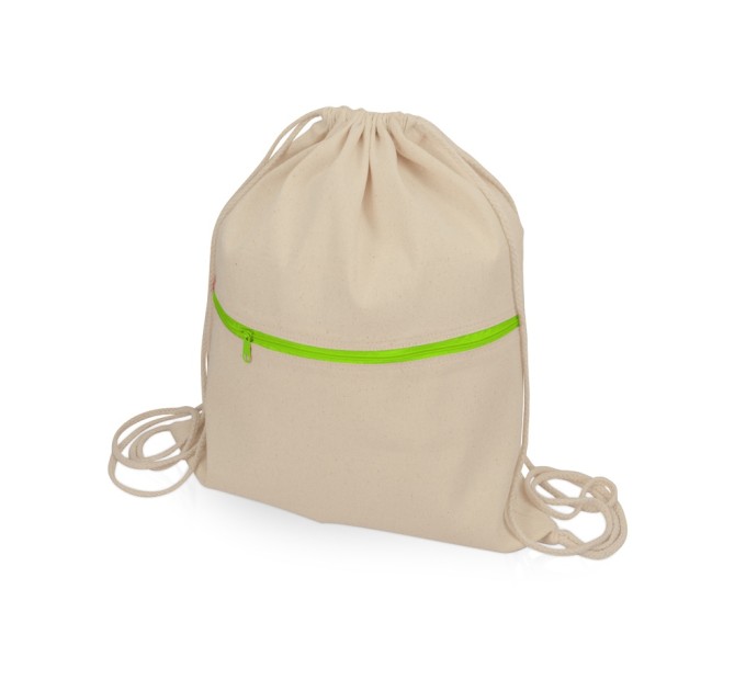 Рюкзак-мешок хлопковый Lark с цветной молнией