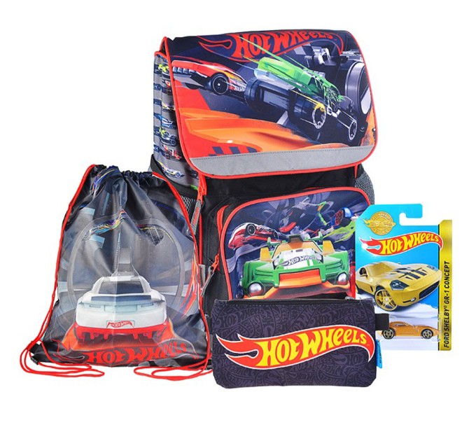Рюкзак «Hot Wheels», в наборе: мешок для обуви, пенал и машинка HW в подарок HWFB-RT2-180-SET31_p