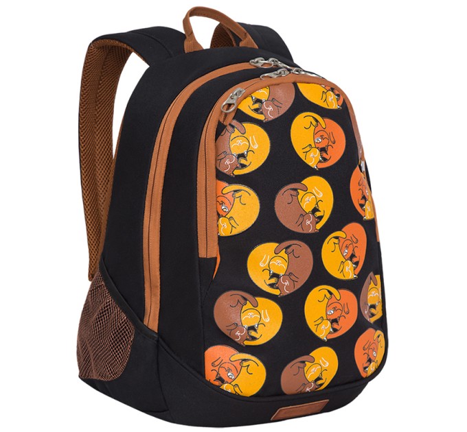 Рюкзак ученический Grizzly, 2 отделения, 2 кармана, анатомическая спинка, черный RD-041-3/5