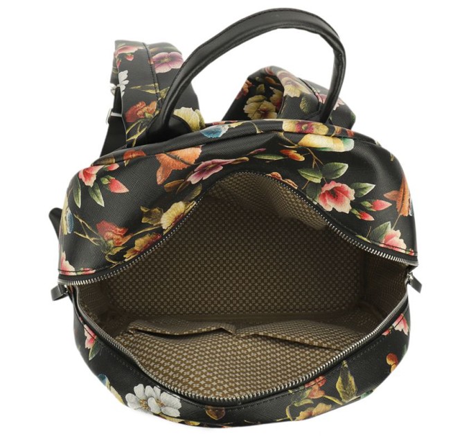 Рюкзак ученический Ors Oro,1 отделения, 4 кармана, экокожа. птицы на черном ORS-0108/5