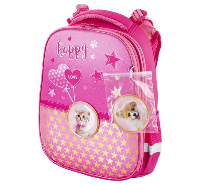 Ранец ученический «Happy kitten», 2 отделения, 2 кармана, анатом. спинка 229896
